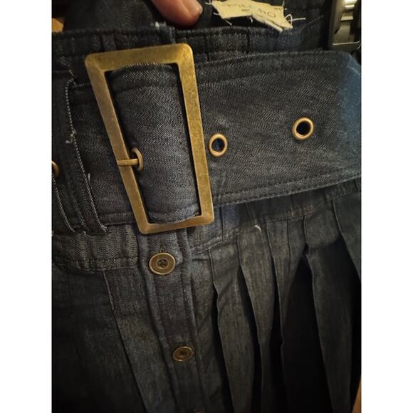 Anthropologie Pilcro Belted Denim Pleated Midi Skirt 6 - Picture 5 of 8